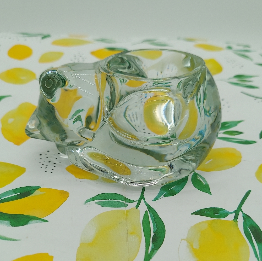 Glass Cat Tealight Candle Holder Indiana Glass